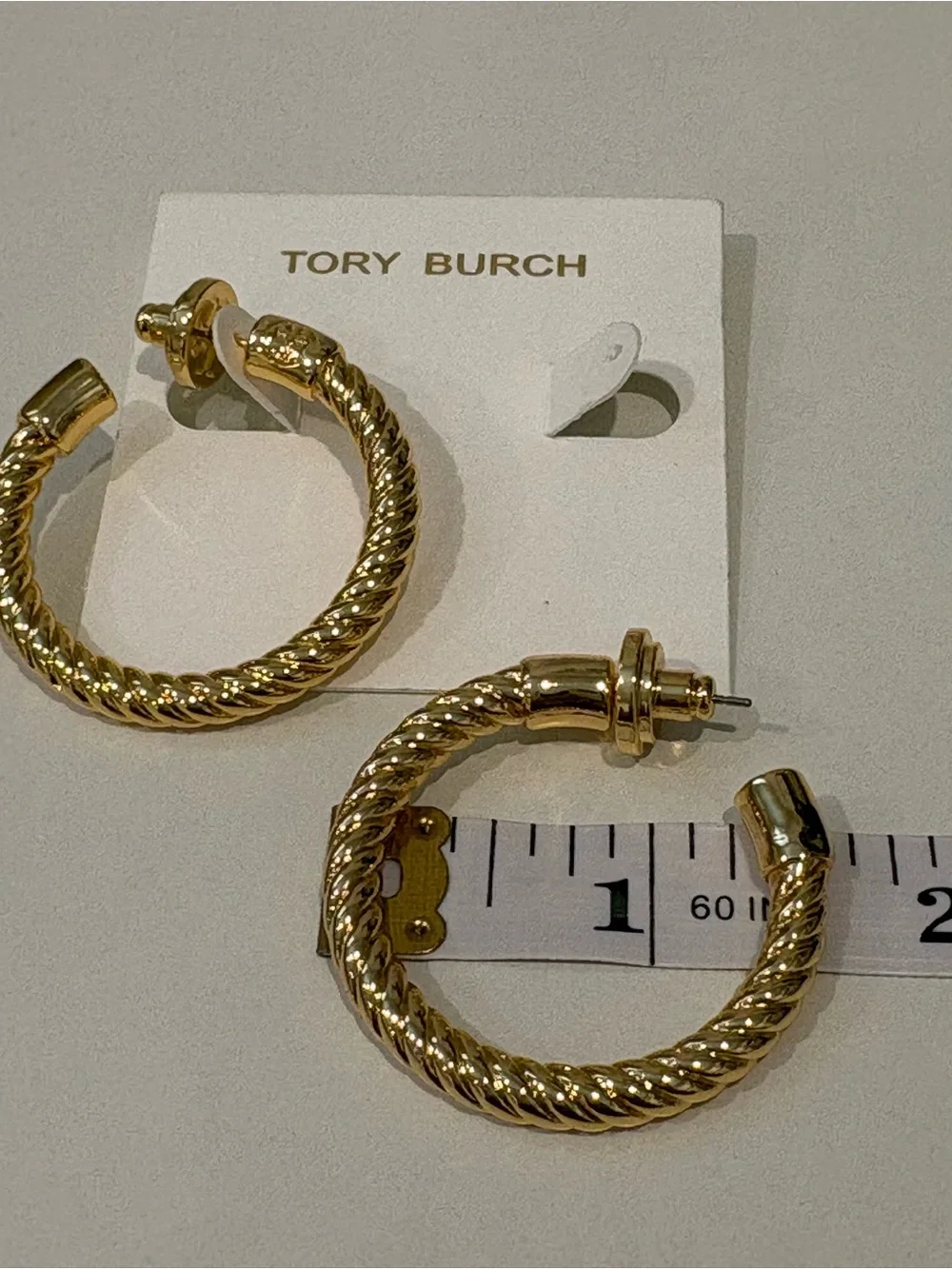 Tory Burch Gold Twisted Rope Hoop Earrings
